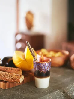 Tazas grandes pintadas a mano 70s, 2 uds.