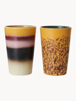 Tazas XL pintadas a mano 70's, 2 uds.