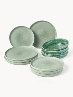 Vajilla artesanal con esmalte reactivo Pam, 4 comensales (12 pzas.)