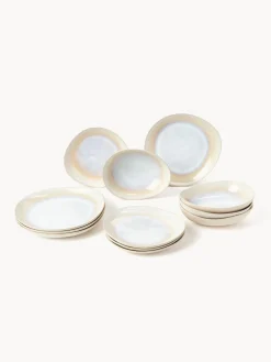 Vajilla artesanal con esmalte reactivo Alcina, 4 comenzales (12 pzas.)