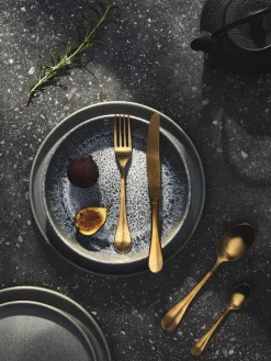 Vajilla artesanal con esmalte reactivo Pam, 4 comensales (12 pzas.)