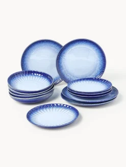 Vajilla artesanal con esmalte reactivo Vinci, 4 comensales (12 pzas)