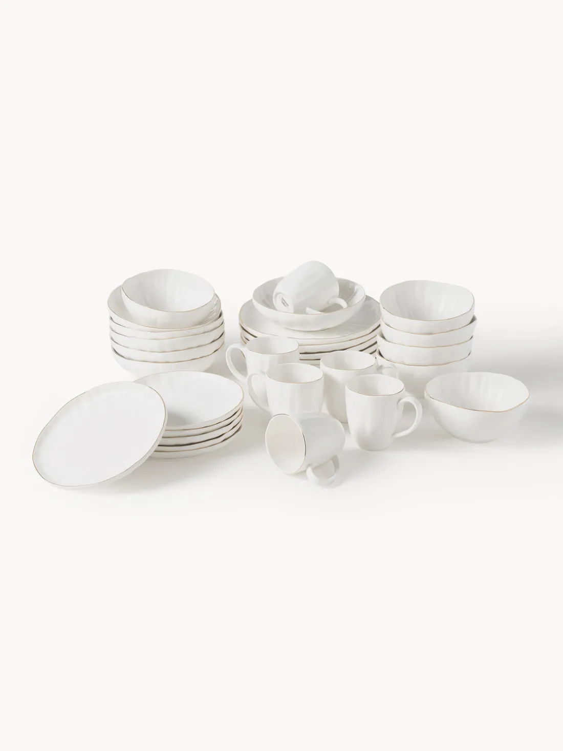 Vajilla de porcelana con relieves Sali, 6 comensales (30 pzas.)