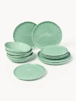 Vajilla de porcelana con relieves Sali, 4 comensales (12 pzas.)