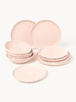 Vajilla de porcelana con relieves Sali, 4 comensales (12 pzas.)