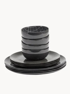 Vajilla de porcelana con esmalte reactivo Zuma, 4 comensales (12 pzas.)