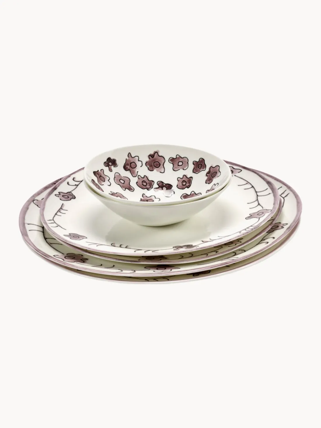 Vajilla Midnight Flowers, 2 comensales (6 pzas.)