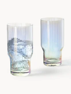 Vasos altos soplados con relieve y brillo nacarado Juno, 4 uds.