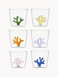 Vasos de agua artesanales Coral Reef, 6 uds.
