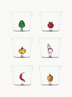 Vasos de agua artesanales Vegetables, 6 uds.