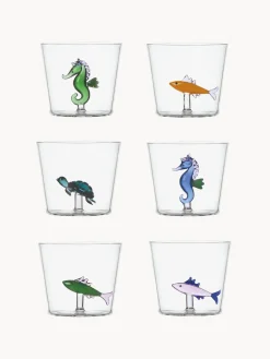 Vasos de agua artesanales Marine Garden, 6 uds.