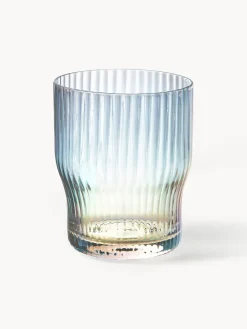 Vasos de agua soplados con relieve y brillo nacarino Juno, 4 uds.