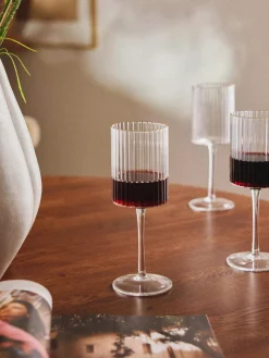 Vasos de agua soplados con borde dorado Aleo, 4 uds.