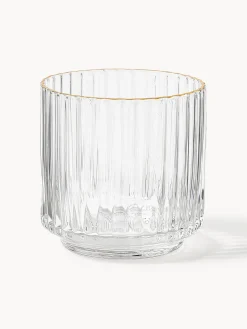 Vasos de agua soplados con borde dorado Aleo, 4 uds.