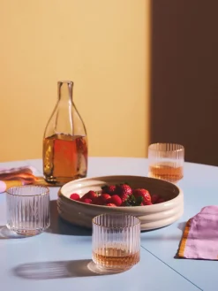 Vasos de agua soplados con borde dorado Aleo, 4 uds.