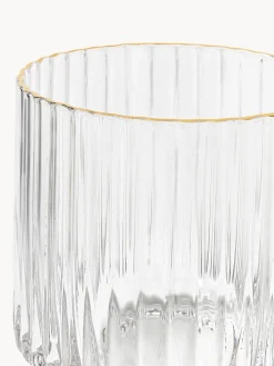 Vasos de agua soplados con borde dorado Aleo, 4 uds.