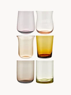 Vasos de vidrio soplado Desiguale, 6 uds., tamaños y colores diferentes