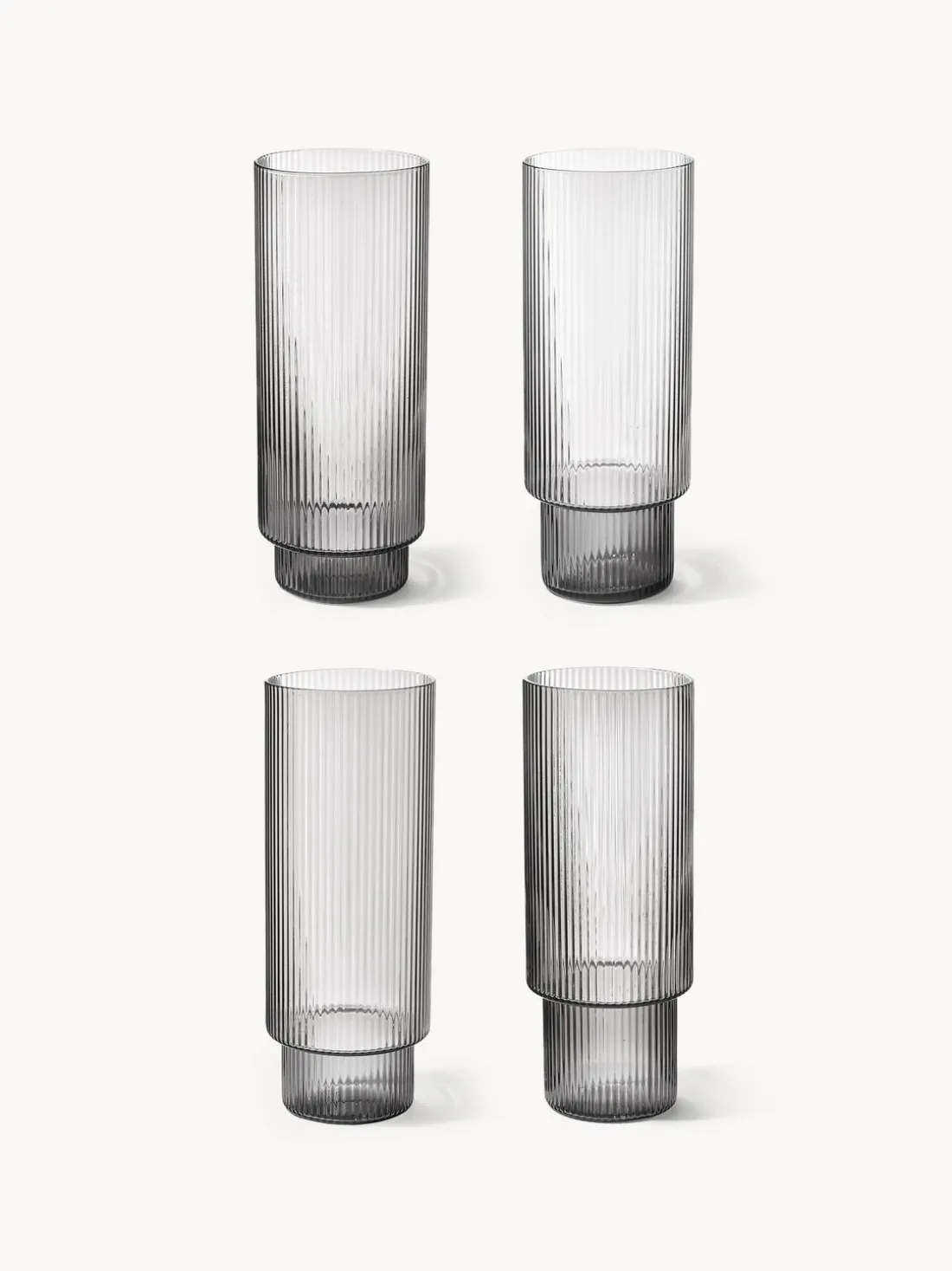 Vasos soplados con relieves Ripple, 4 uds.