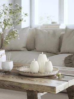 Vela LED artesanal Round Stripe, 15 cm