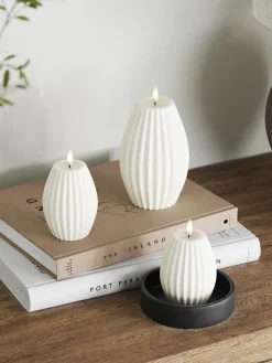 Vela LED artesanal Round Stripe, 10 cm