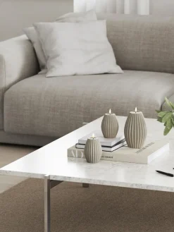 Vela LED artesanal Round Stripe, 15 cm