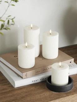 Vela LED artesanal Solid Stripe, 10 cm